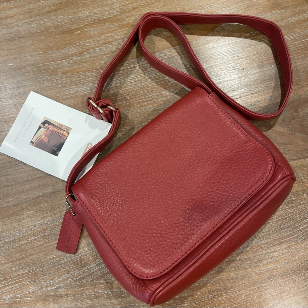 Coach Red Textured Leather Crossbody Bag